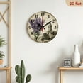 thumbnail image 5 of 2D Flat 1pc 10Inch Wooden Vintage Farmhouse Wall Clock with Lavender Floral French Country Church Design - Large Black Hands, Beige Face, 20cm Rustic Wood Round Clock for Home Office, Dining Room, 5 of 7