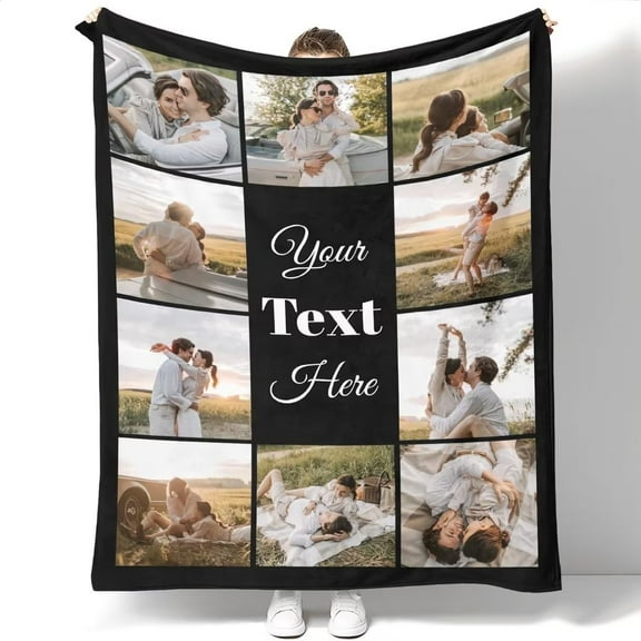 AISENIN Custom Blanket Customized Blankets with Photos Personalized Picture Blankets for Mother Father Kids Sister Friends Couples Birthday 1 Photo&Word, 50x60 Inch(Minky Fleece)