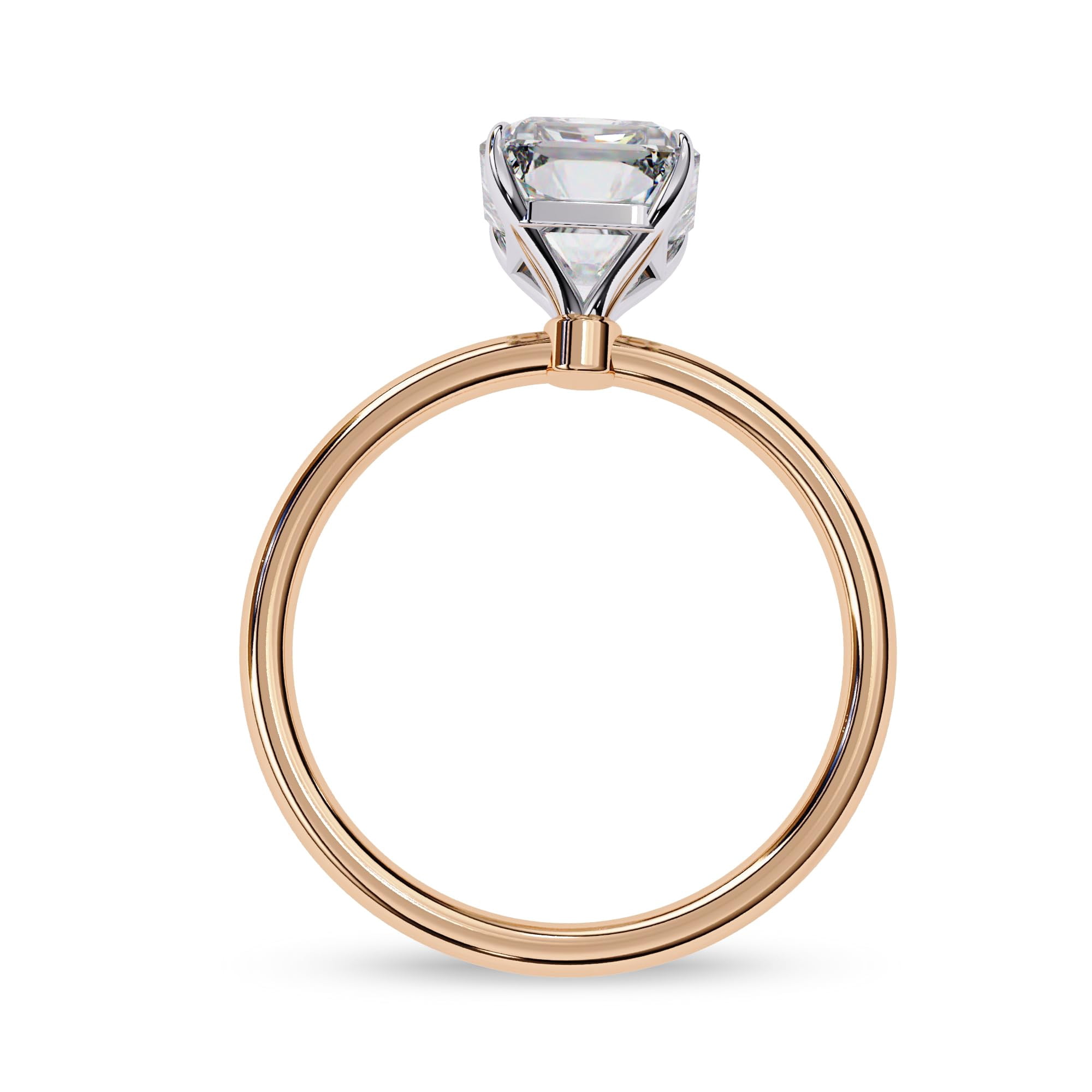 AFFY Solitaire Engagement Rings For Women, Center 9x7mm Emerald Cut Lab Created Moissanite Wedding Anniversary Ring in 10K Solid Rose Gold Size-10