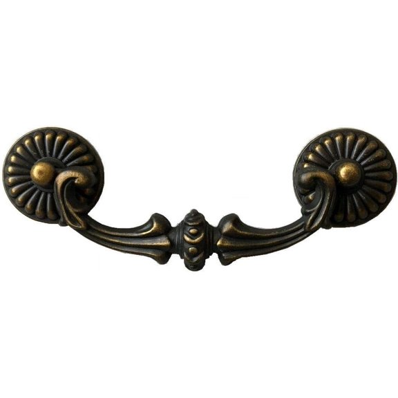LynnsHardware 3.75" C-C Bail Drawer Pull Drop Dresser Handle Vintage Style Antique Brass 3 3/4" 96 mm Centers (C-C: 3.75" (96 mm))