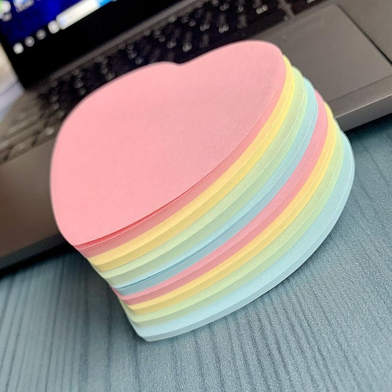 Sticky Notes 2.75 in x 2.75 in 600 Sheets Sticky Memo Heart Shaped - Self  Stick Cute Mixed 4 Color for Office/Home/Baking/School