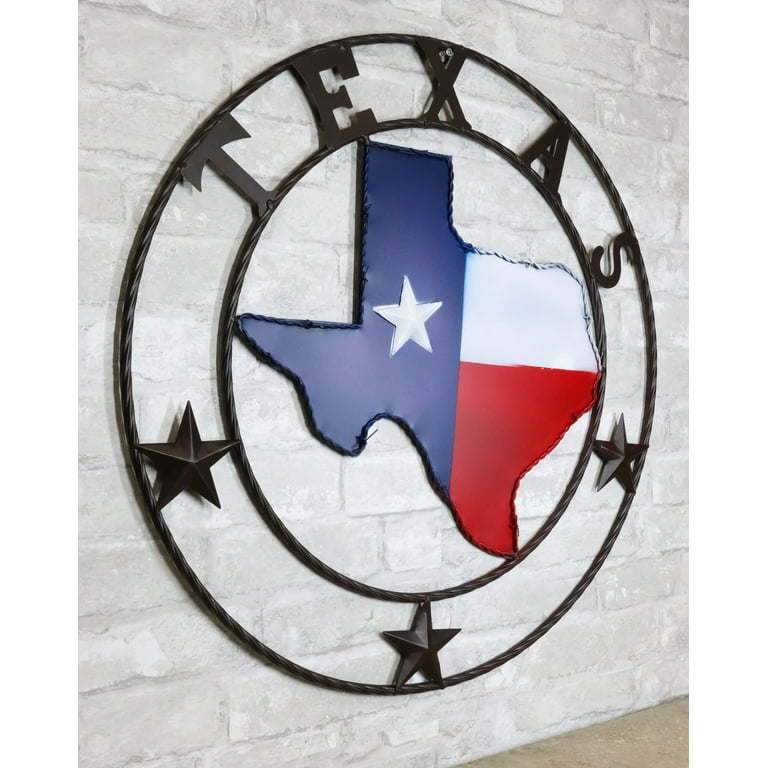 Large Texas Star State Flag Circle Wall Sign Large Texas Star State Flag Circle Wall Sign