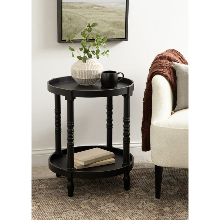 Kate and Laurel Bellport Side Table, Round Wooden Top