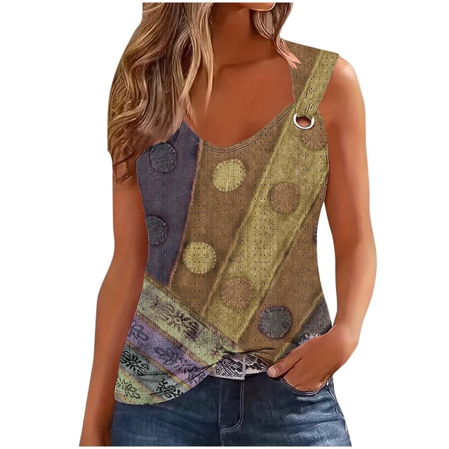 Birdeem Tank Top for Women Womens Gradient Color Sleeveless V-Neck Top