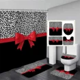 thumbnail image 2 of Bow Ribbon Shower Curtain and Rug Set Popular Gifts Cheetah Print Shower Curtains Bathroom Mats Rug Decor Set, 2 of 6