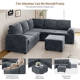 thumbnail image 4 of EUROCO 2000LBS 84" Modern U Shaped Sectional Sofa Set, 6 Seat Velvet Upholstered Corner Couch with Ottoman, Armrest Pillow, Indoor Furniture for Living Room, Apartment, Office, Gray, 4 of 10