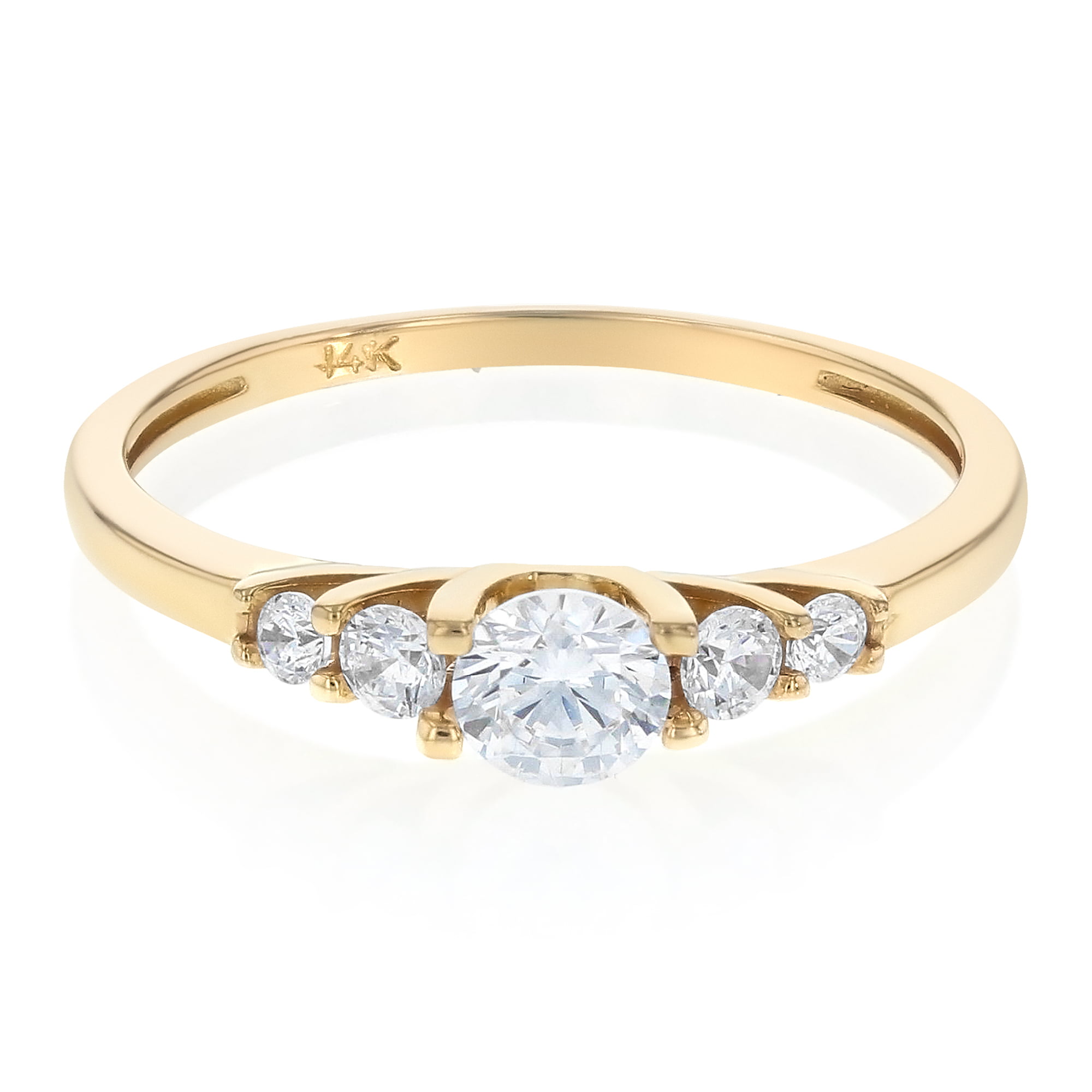 14K Solid Yellow Gold 1 Ct Round Cut CZ Wedding Engagement Ring 2 Piece Bridal Set Ioka 