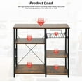 thumbnail image 4 of FDW Kitchen Bakers Rack, Storage Shelf Microwave Stand Coffee Bar Table Metal Frames, 8 S-Shaped Hooks and Wire Basket, Vintage, 4 of 7