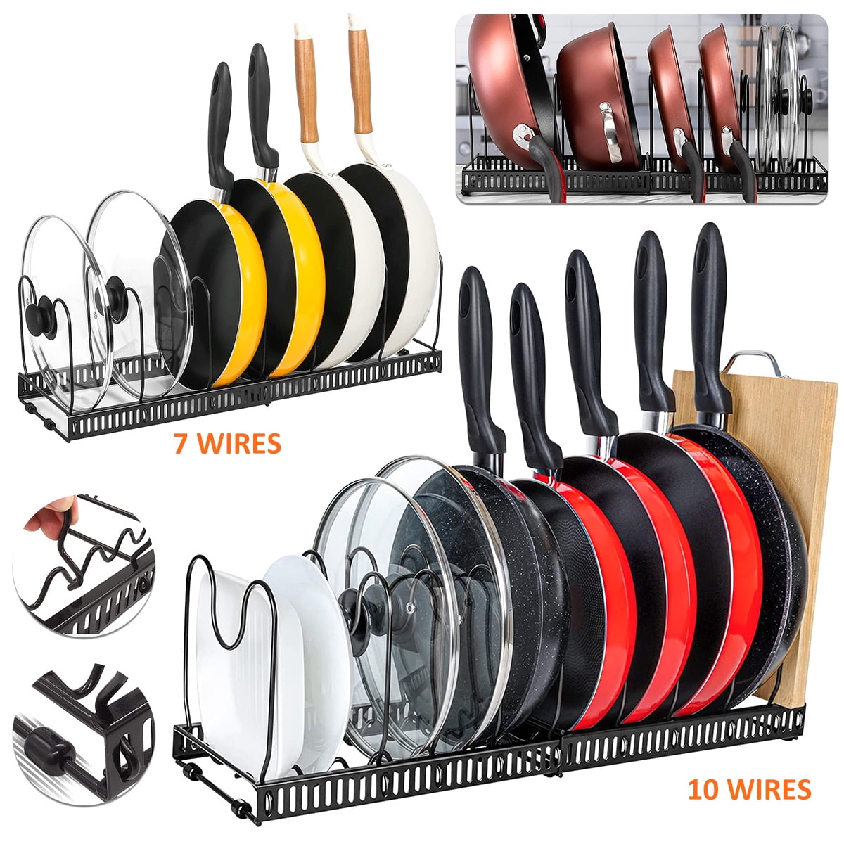 kitwin Expandable Pot Rack Organizer Pot and Pan Organizer for