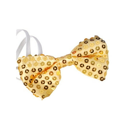 Gold Sequin Bowtie Bow Tie for Clown or Christmas Costume