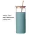 thumbnail image 3 of Cheers.US 500ml Glass Water Bottle with Straw and Lid,Bamboo Lids Water Tumbler, Iced Coffee Cup Reusable, Wide Mouth Smoothies Cup, 3 of 6