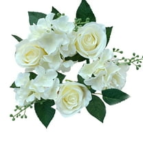 White Artificial Rose Candle Ring Wedding Christmas Home Decor Silk Floral Wreath Table Centerpiece