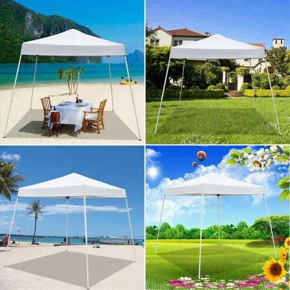 Folding Gazebo Canopy Tent 10'x10', Heavy Duty Portable Folding Canopy Tent for Commercial, Waterproof Folding Gazebo Canopy Tent for Home, Shelter Gazebo Bonus with Carrying Bag (White), S10264