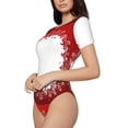thumbnail image 2 of The Xecao Winter Christmas Snowflake Women's Crew Neck Body Suit, a short-sleeved bodysuit and basic swimsuit, both comfort and style for dating and daily life, 2 of 9