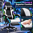 thumbnail image 5 of Mr IRONSTONE RGB Gaming Chair, Ergonomic PC Computer Desk Chair with LED Lights & Linkage Armrests, White and Black, 5 of 10