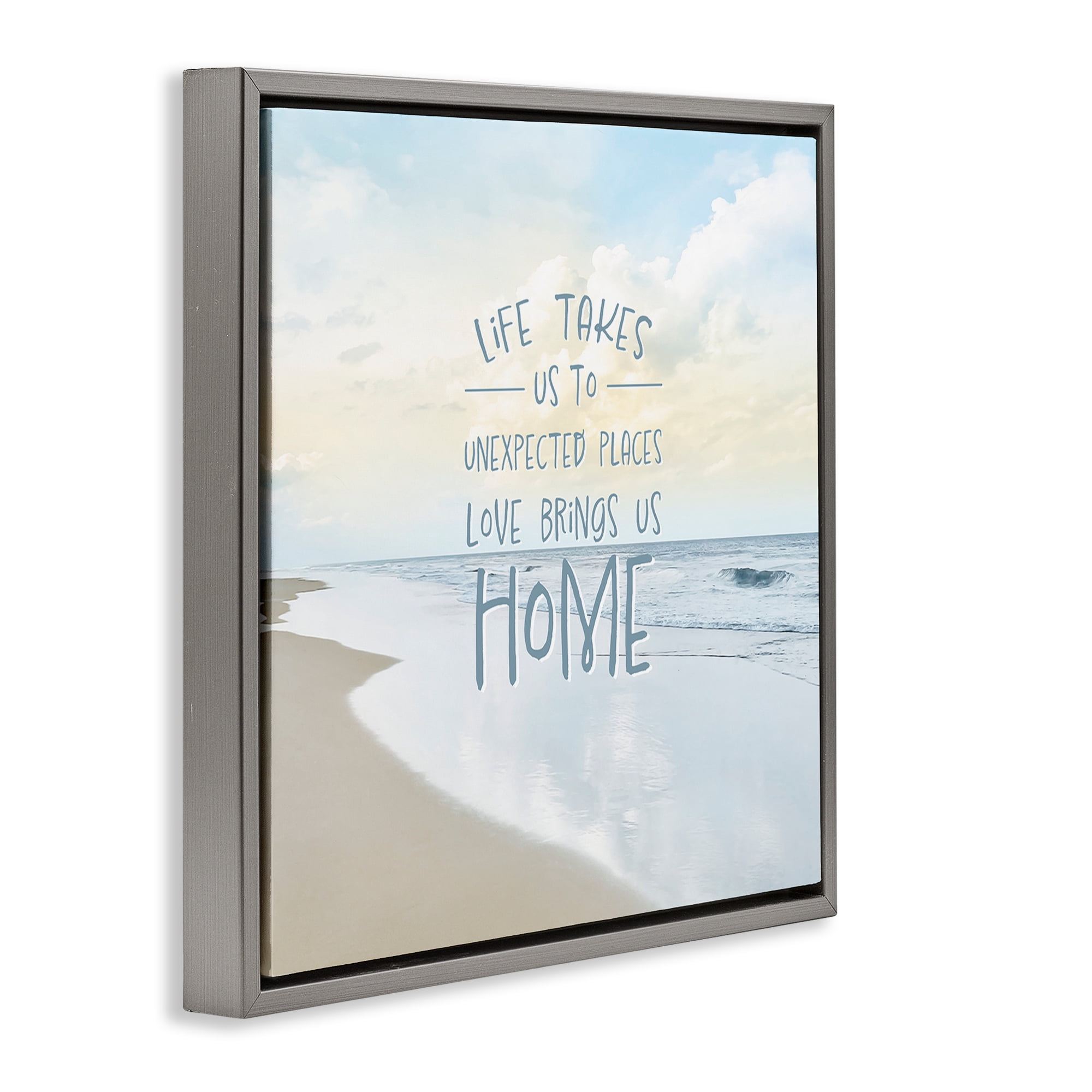 Stupell Industries Love Brings Us Home Inspiration Gray Framed Floater Canvas Wall Art, design by Natalie Carpentieri