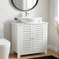thumbnail image 2 of White Bathroom Vanity, Under Sink Cabinet with U-Shaped Cut-Out, Double Vented Doors, Space-Saving Design for Modern Bathrooms, Santorin Collection, 2 of 10