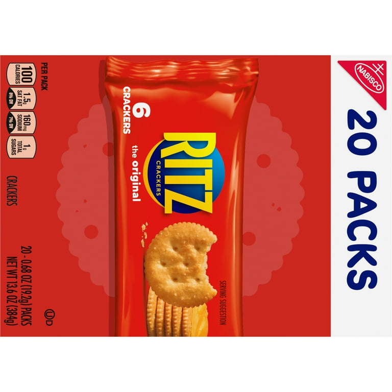 RITZ Original Crackers, 20 Snack Packs (6 Crackers Per Pack