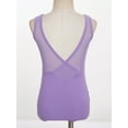 thumbnail image 3 of ranrann Children Girls Leotards Sleeveless Sheer Mesh Ballet Dance Ice Skating Bodysuit Gymnastic Purple 130, 3 of 7