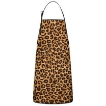Brown and Black Leopard Print Apron-Garden Aprons for Women with Pockets-Cotton Linen Waterproof Kitchen Cooking Gardening Aprons Adjustable for Kitchen,Cooking,BBQ and Salon 33x27 Inch