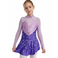 thumbnail image 3 of Doomiva Kids Girls Shiny Rhinestone Figure Skating Dress Long Sleeve Ballet Lyrical Dance Dress for Performance Purple 12, 3 of 7