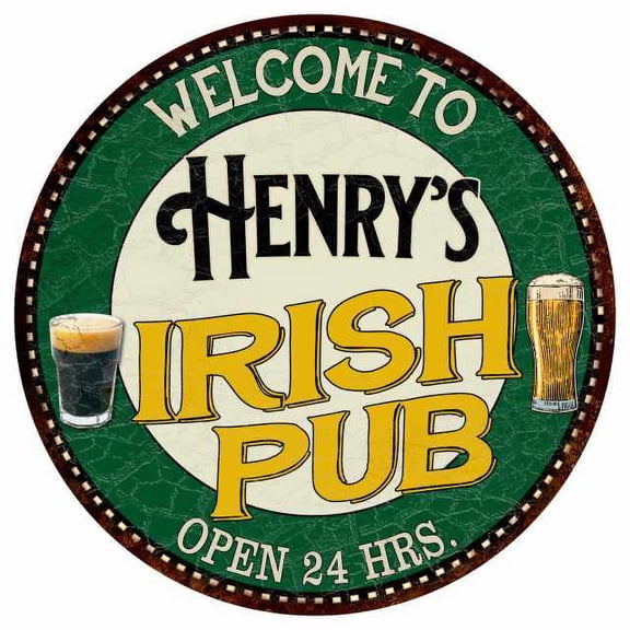 Henry's Irish Pub 12" Round Metal Sign Kitchen Bar Wall Décor 200120036174