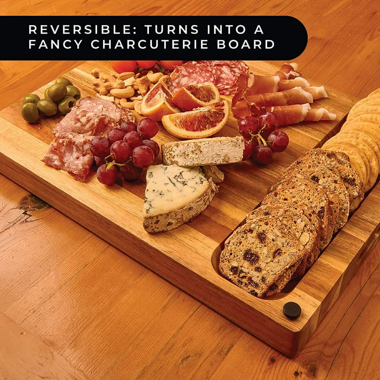 SKY LIGHT Wood Cutting Boards, Kitchen Large Acacia Wooden Chopping Board  Reversible Charcuterie Boards for Meat Fruits and Veggies 