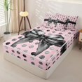 thumbnail image 2 of Homewish Vintage Graffiti Bowknot Zipper Full Size Comforter Sets with Fitted Sheet and 2 Pillowcases,Geometric Circle Print Zipper Bedding Set For Kids Girls,Pink Reversible,4-Piece, 2 of 7
