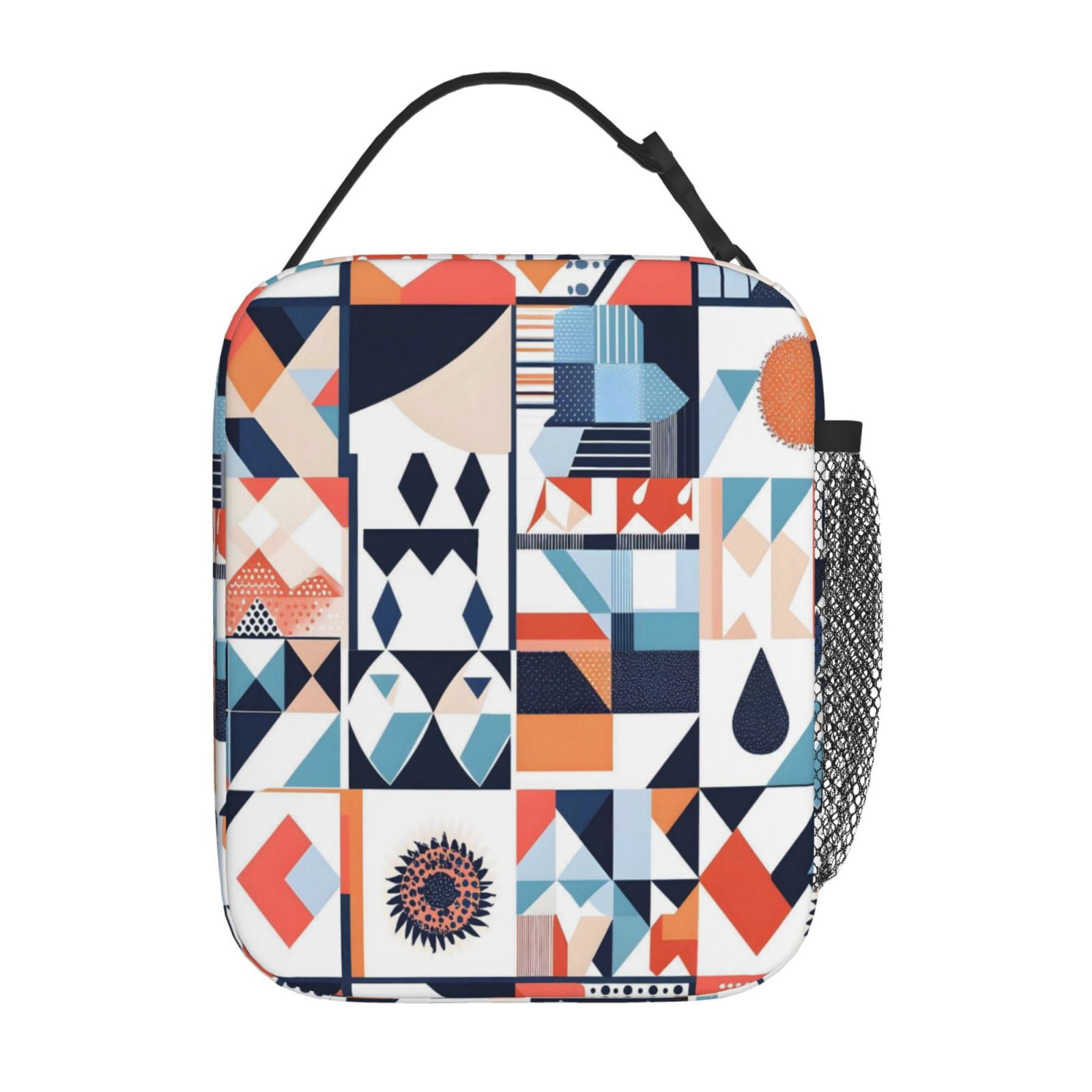 Lunch Bag For Women Men Insulated Portable Lunch Box Bento Box Office Picnic Travel Cooler Bag Aliceblue Geometric Patterns_4