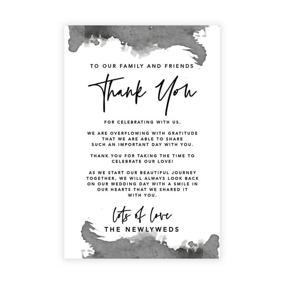 Koyal Wholesale Ombre Gray Watercolor Wedding Thank You Place Setting Cards for Table Reception, Dinner Plates, 56-Pack