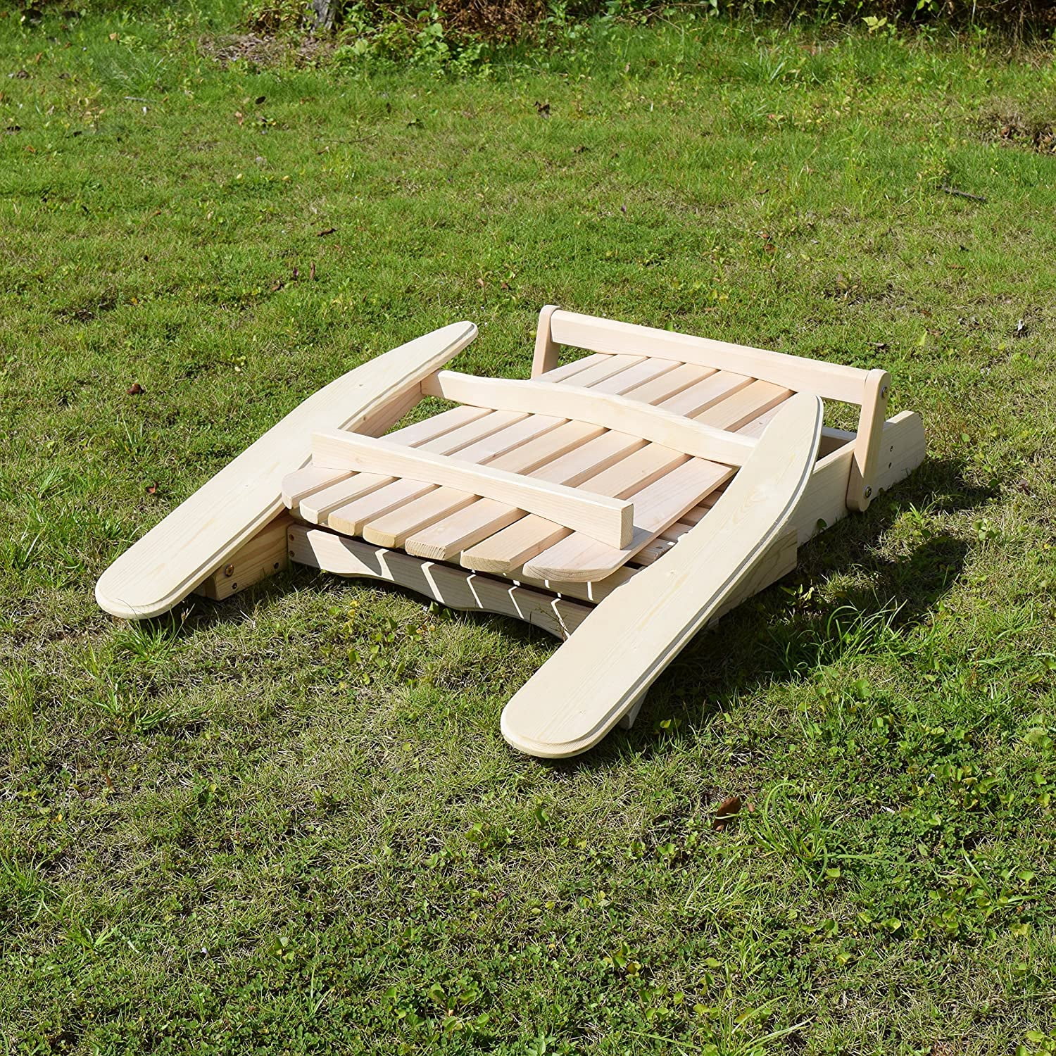Merry Garden Foldable Wooden Adirondack Chair, Outdoor, Garden, Lawn, Deck Chair, Natural (Set of 2)