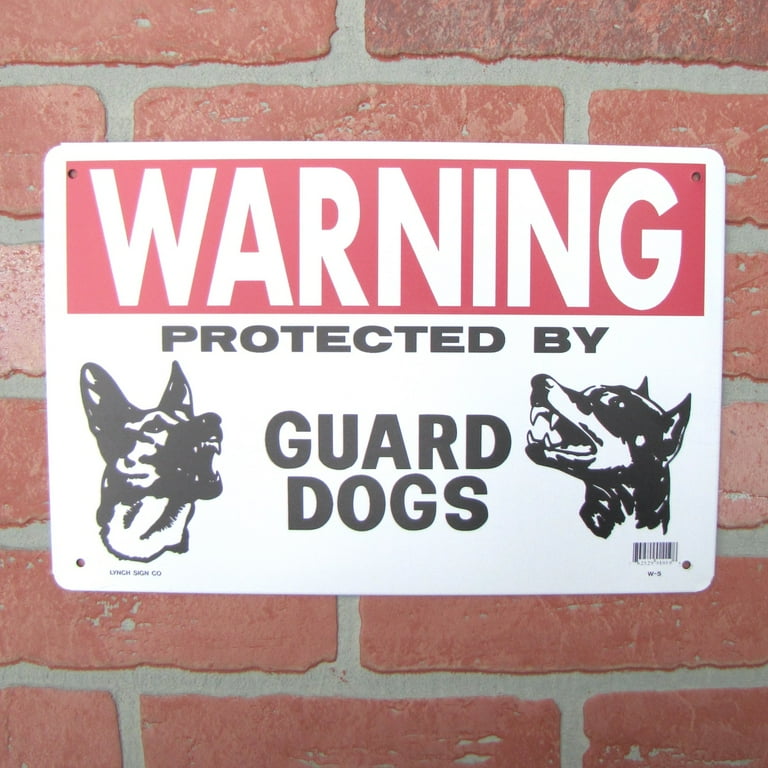 Metal Warning Protected Guard Dog Wall Sign Beware Plaque Security Caution Decor