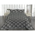 thumbnail image 2 of Ambesonne Floral Quilted Bedspread Set 3 Pcs, Grayscale Nostalgic Blooms, Queen, Dark Grey, 2 of 4