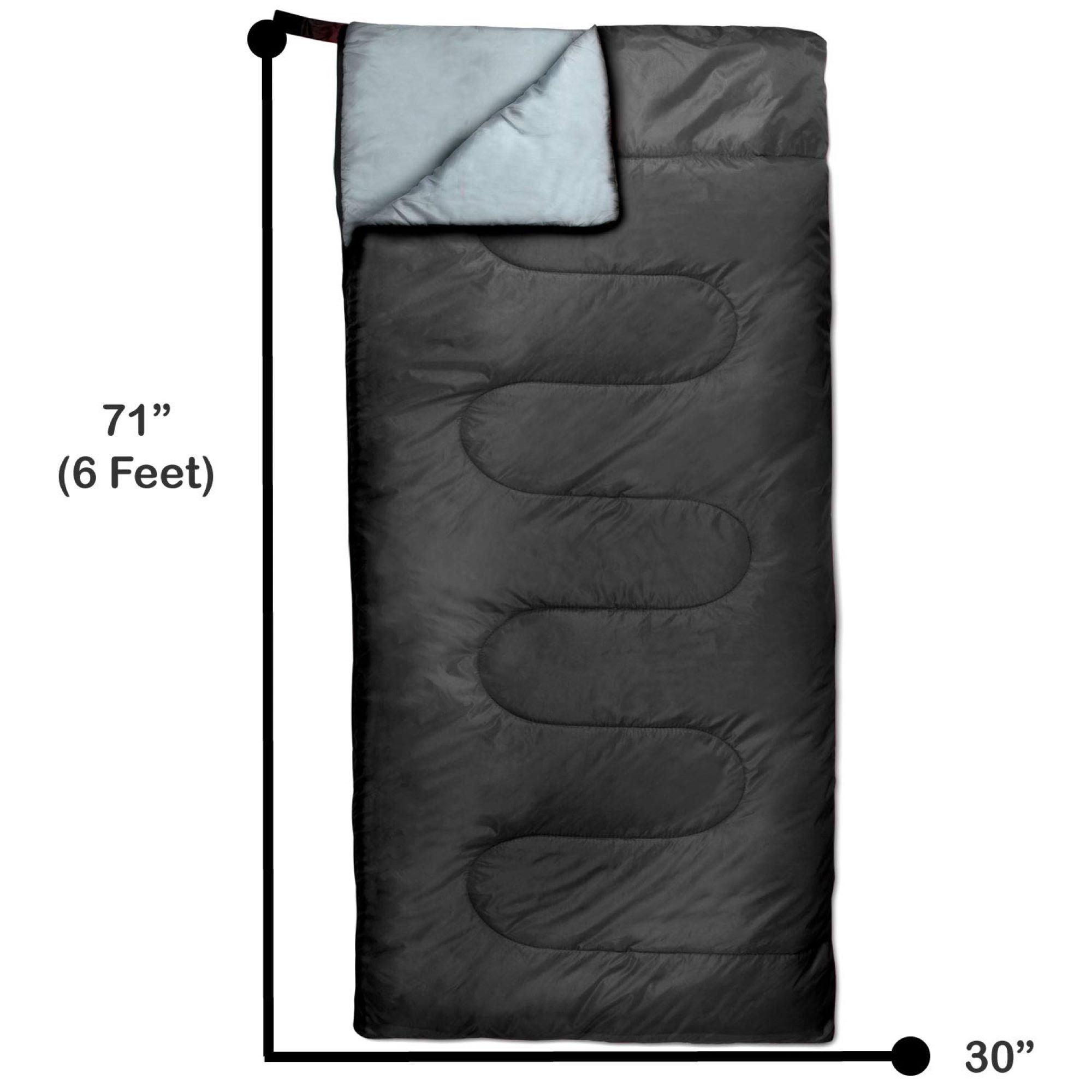 10 Pack Bulk Wholesale of Cold Weather Envelope Sleeping Bags for Adults, Kids, Homeless, Camping, Indoors, Outdoors - 10 Count Sleeping Bags in Black, Navy Blue, Forest Green, Red - 71"L x 30"W