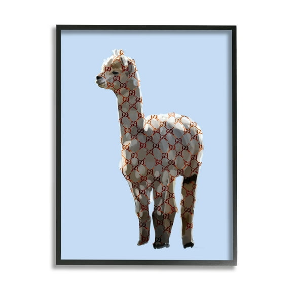 Stupell Glam Llama Fashion Pattern Symbol Animals & Insects Painting Black Framed Art Print Wall Art