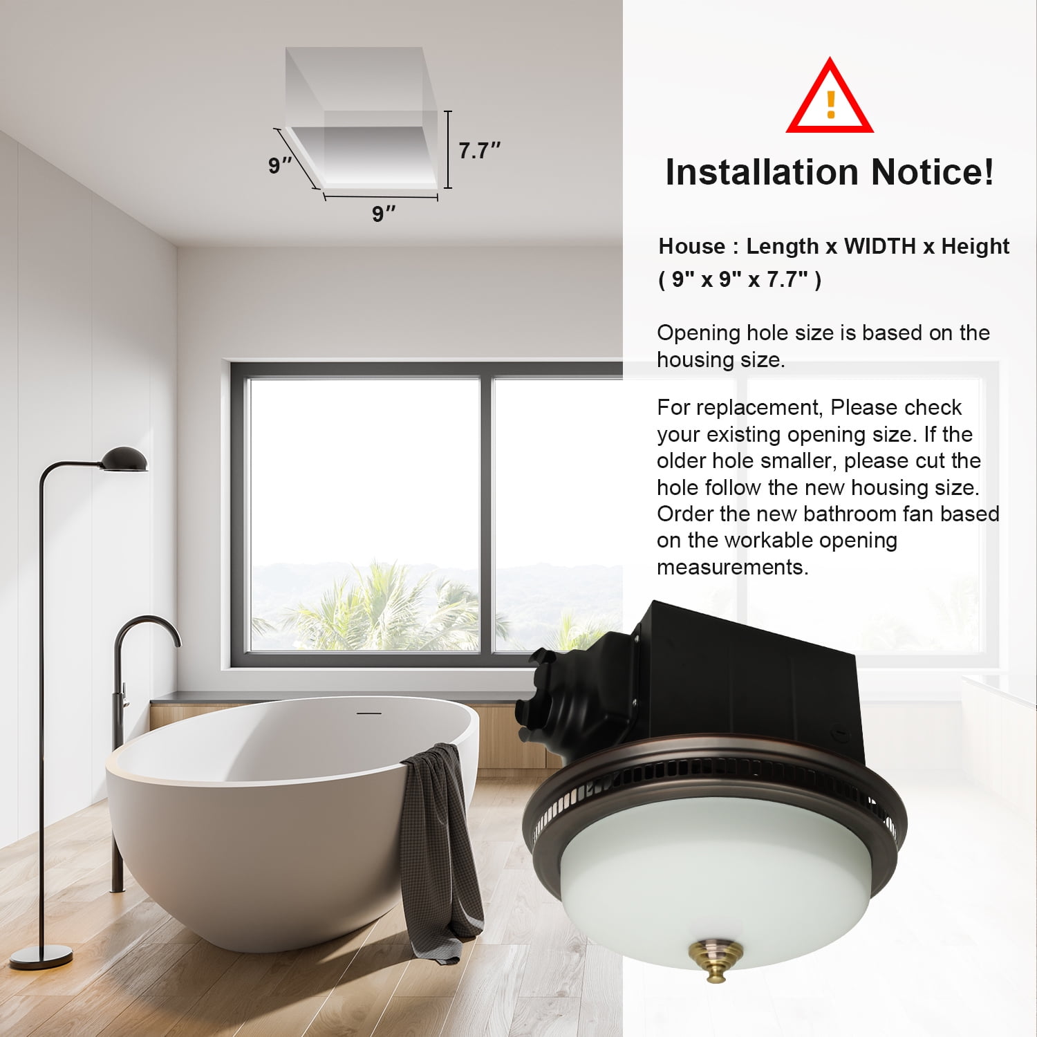 Ultra Quiet Bathroom Exhaust Fan with LED Light & Nightlight 110 CFM 1.5 Sone Bathroom Ventilation Fan with Round Frosted Glass Cover Oil Rubbed Bronze