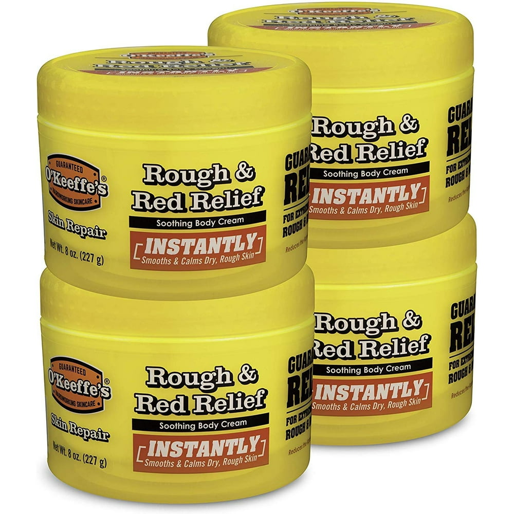 O'Keeffe's Rough & Red Soothing Body Cream, 8 Ounce Jar, (Pack of 4