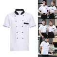 thumbnail image 4 of Unisex Chef Coat Jacket Catering Kitchen Short Sleeve Chef Chef Work Wear XL White, 4 of 9