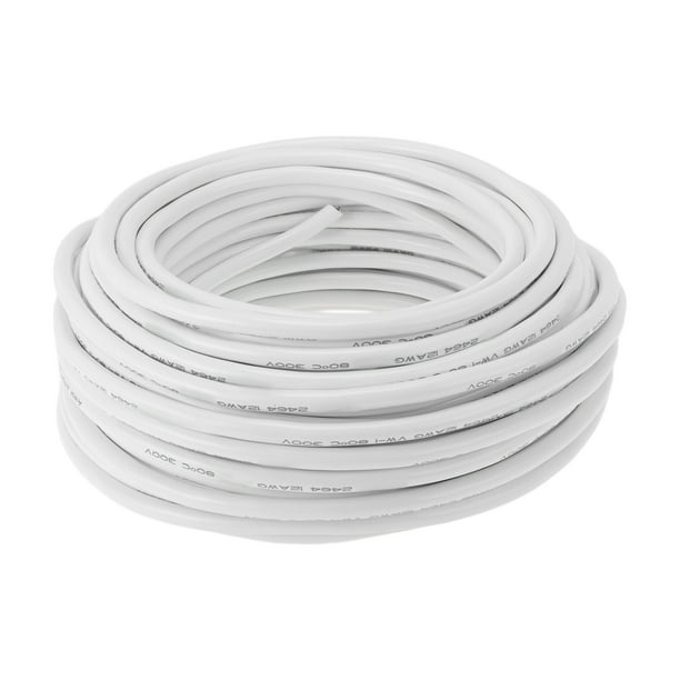 Cables eléctricos únicos para automóviles, cable de alimentación de 98 pies, blanco, TC, 1 pieza, 12AWG, 3 conductores, completamente aislado y con chaqueta de tacto suave, universal