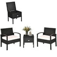 thumbnail image 2 of Costway 3PC Outdoor Patio Rattan Furniture Set Storage Coffee Table Cushioned Sofa White, 2 of 11