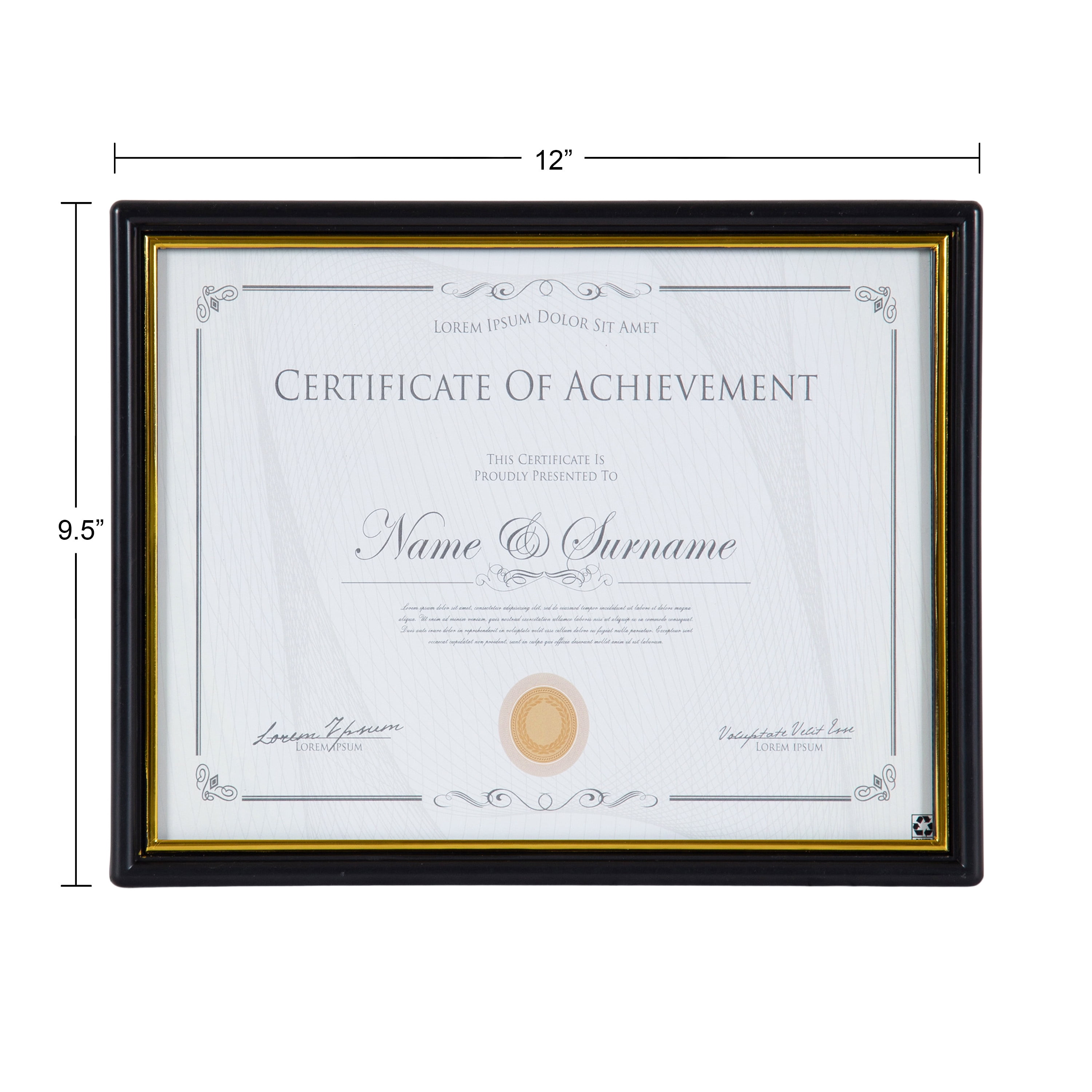 (5 pack) DesignOvation 8.5x11 Basic Black/Gold Document Frame, Set of 2