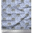 thumbnail image 1 of Soimoi Blue Moss Georgette Fabric Leaves & Artistic Elephant Animal Printed Craft Fabric by the Yard 42 Inch Wide, 1 of 1