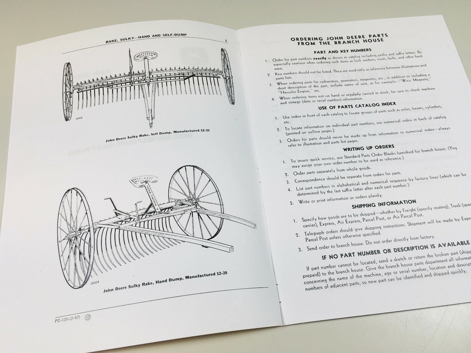 Details about   PARTS MANUAL FOR JOHN DEERE SULKY RAKE CATALOG