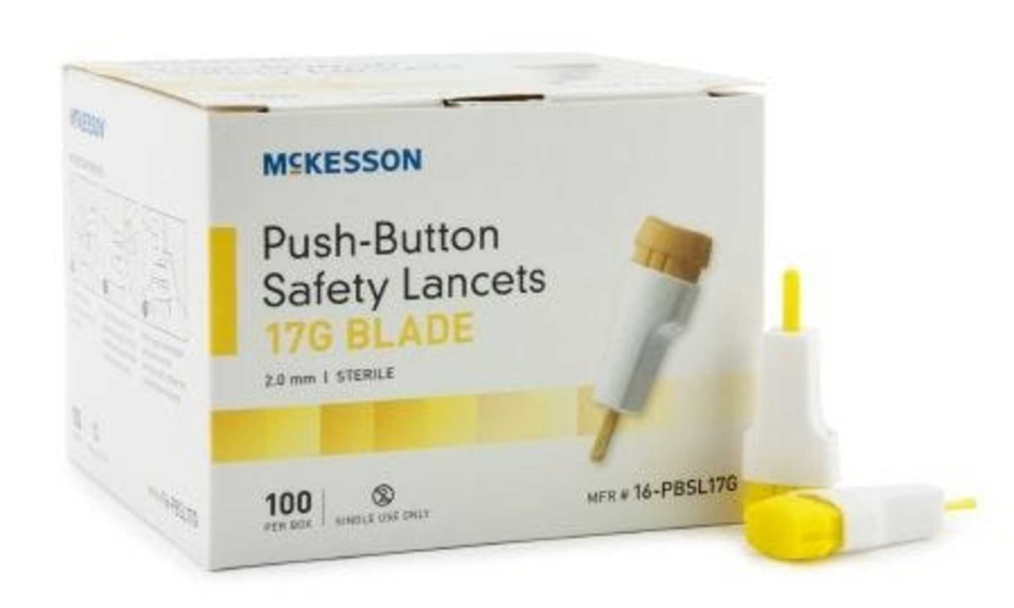 McKesson 16PBSL17G Safety Lancet Fixed Depth Lancet Blade 2.0 mm Depth