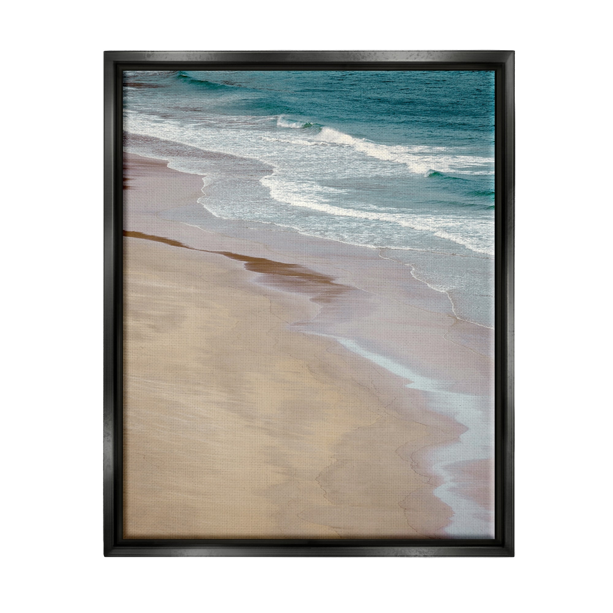 Stupell Industries Aerial View Ocean Water Foamy Coast Beach Photograph Luster Gray Floating Framed Canvas Print Wall Art, Design by Danita Delimont