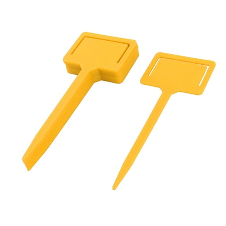 Rectangle Name Tags - Garden Plastic Rectangle Head Plant Flower Name Marking Tag Label Yellow 10pcs