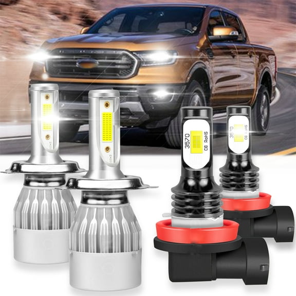 For 2012-2019 Ford Ranger LED Headlight Kit 6000K White High/Low Beam   Fog Light Bulbs 4pc