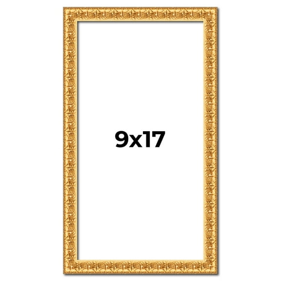 9x17 Frame Gold Real Wood Picture Frame Width 1 inches | Interior Frame Depth 0.5 inches | Edwina