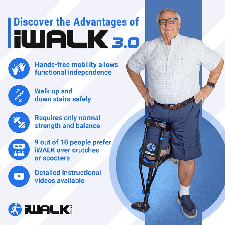 iWALK 3.0 Hands-Free Knee Crutch - Award-Winning Medical