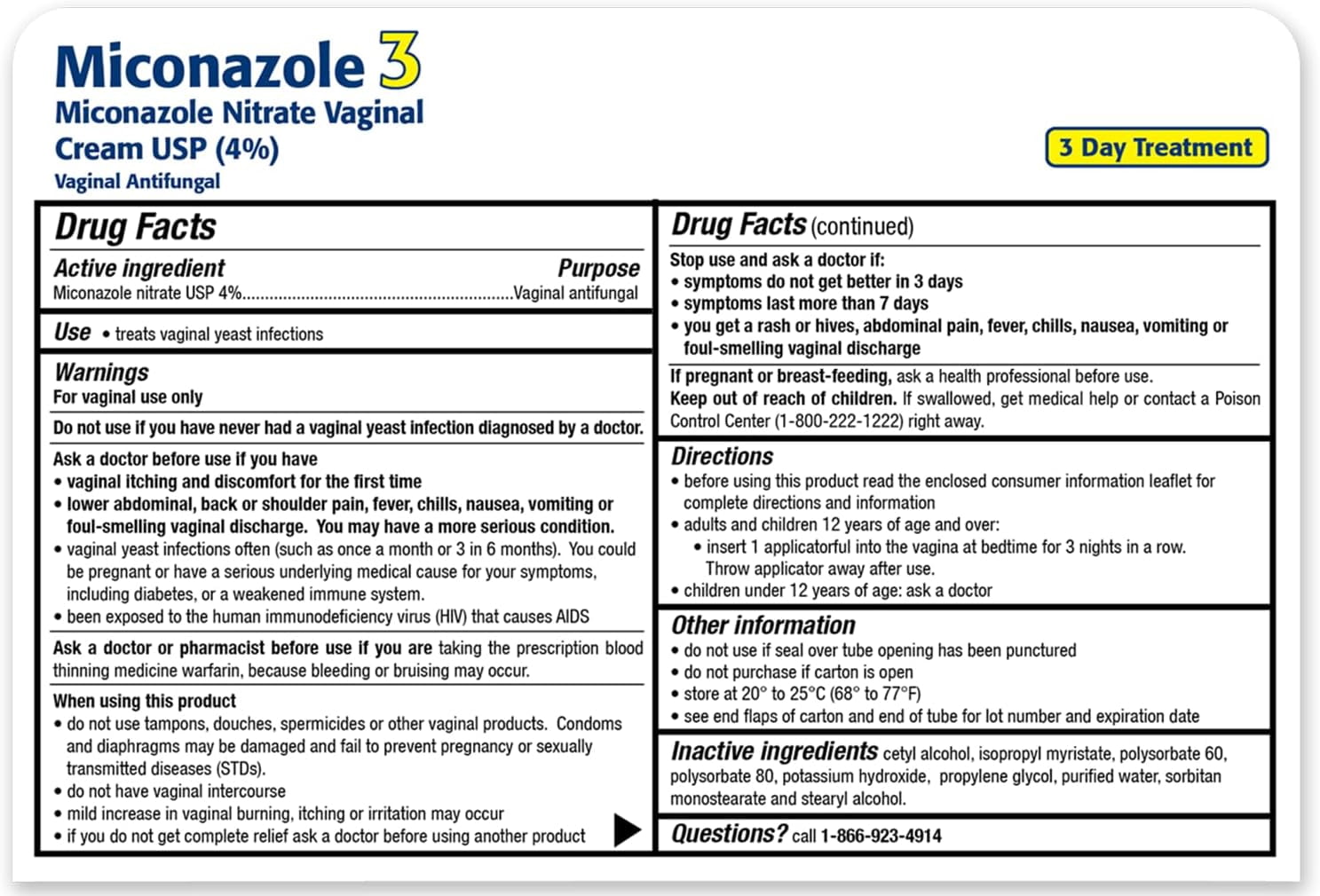 Taro 3-Day Soothing with Miconazole Nitrate 4% Yeast Infection Treatment Cream 0.9 oz Includes 3 Applicators